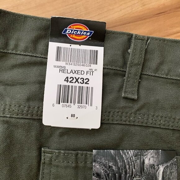 Dickies Men’s Relaxed 42x32 Fit Olive Green Carpenter Jeans NWT - Picture 4 of 8